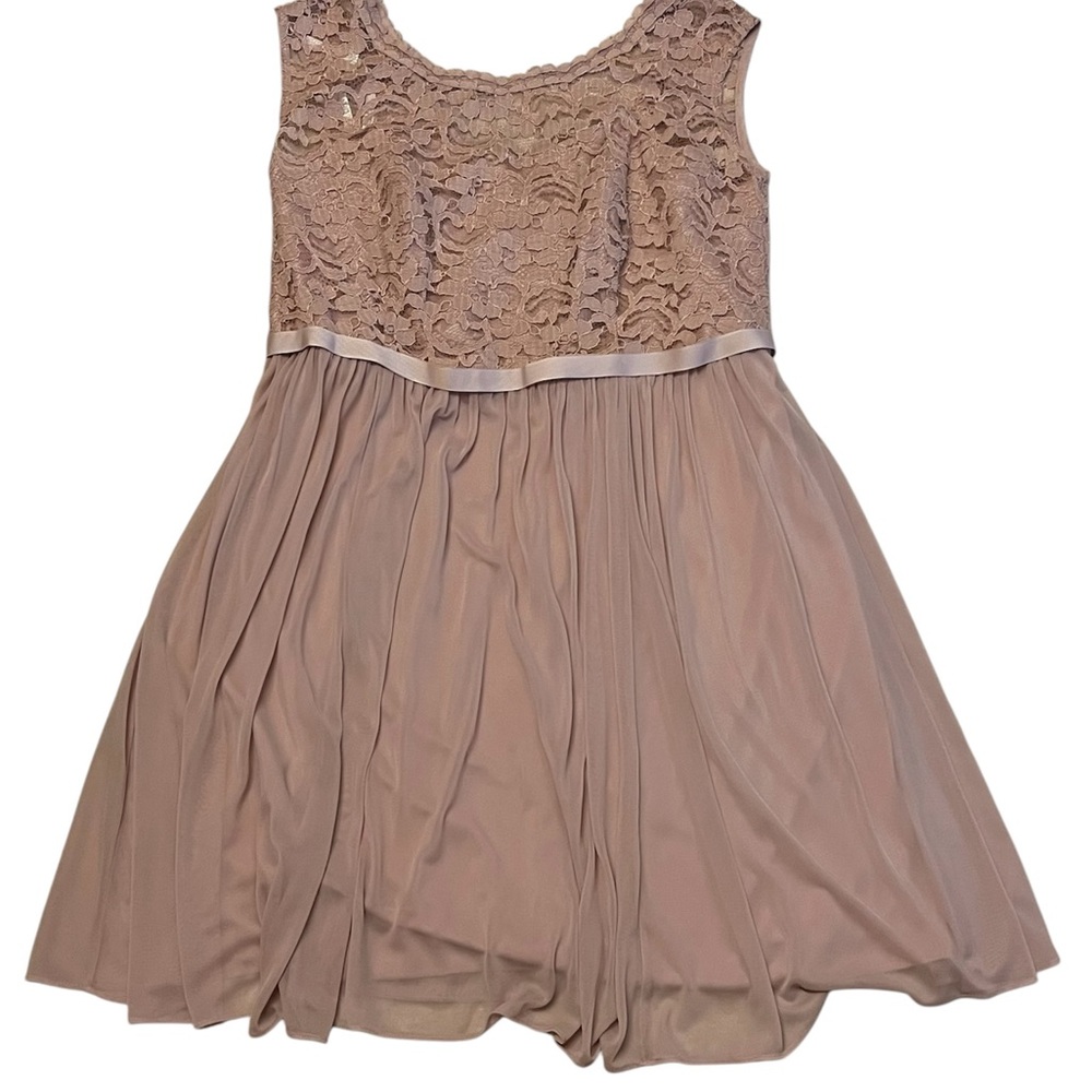 David's Bridal Gold Embellished Pleated A-Line Dress